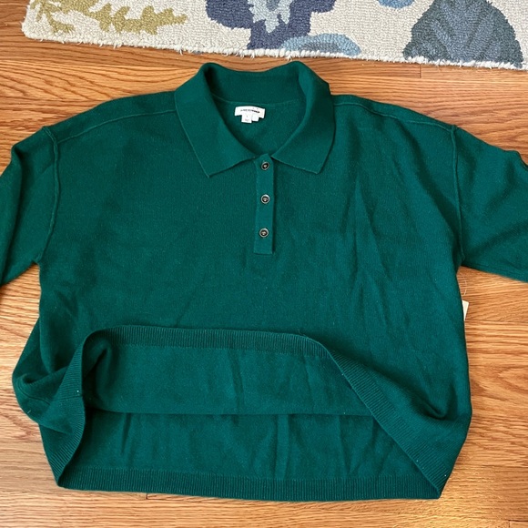 Anthropologie x Pilcro The Jensen Cashmere Crop Polo Sweater Size Large NWT - Picture 10 of 13